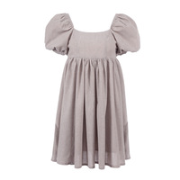 Mini Robe d'été en lin et coton à manches bouffantes, décontractée, unie, col carré, ample, Pour Femme