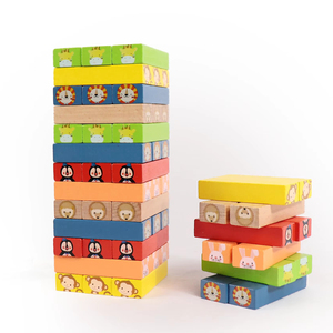Ensemble de blocs en <span class=keywords><strong>bois</strong></span> animaux personnalisés unisexes, jouet d'empilage interactif parent-enfant, blocs de construction éducatifs Montessori pour enfants - Product Image 3