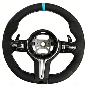 Volant sport personnalisé en cuir Alcantara avec palettes de changement de vitesse pour BMW G20 G30 G05 M3 M4, bleu, anneau à 12 heures, style racing - Product Image 1