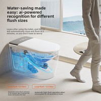 WC intelligent à siphon intégré au sol avec télécommande, évacuation en S-trap, siège chauffant et contrôle automatique de l'eau