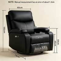 Fauteuil inclinable massant et rafraîchissant en cuir véritable, moderne, minimaliste, ergonomique, pliable, rotatif, avec cadre métallique extensible