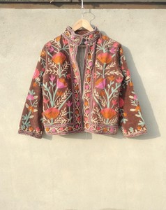 2026 Spring Vintage Handmade Floral <b>Embroidered</b> Cotton Suzani <b>Jacket</b> <b>Women</b> Open Front Full Sleeve Prairie Chic Outerwear - Product Image 1