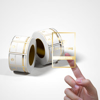 Autocollants Circulaires Personnalisés avec LOGO, Transparent, Adhésifs, en Vinyle, Film Doré Transparent