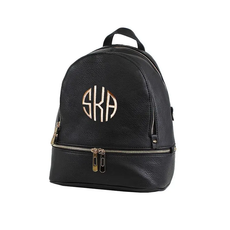 Fashion Solid Monogram Custom Girl School Teenagers Ladies Leather Bags For Women Backpack