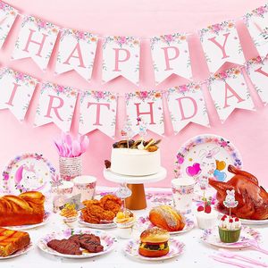 Kit Decorazioni per Festa di Compleanno a Tema Coniglietto Pasquale con Striscione, Decorazioni a Spirale, Palloncini, Topper per Cupcake, Piatti, Bicchieri e Cucchiai - Product Image 4