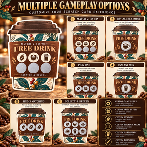 Tarjeta Promocional de Café Personalizada con Revestimiento Antiarañazos, Tarjeta de Rascar para Ganar Bebidas al Instante - Product Image 4