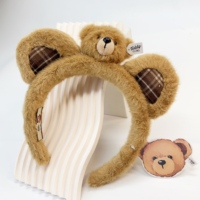 Bandeau en peluche en coton pour femmes, personnalisable, ours en peluche, mignon, tendance, décontracté, usage quotidien, accessoires pour cheveux