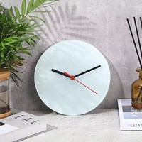 Jam Dinding Bulat 12 Inci DIY dari Kaca Tempered untuk Sublimasi, Cocok untuk Dekorasi Wisuda, Sekolah, Natal, Rumah, dan Bingkai Foto