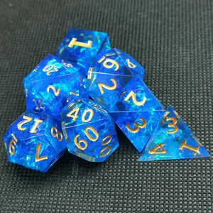 Dadu Transparan Resin Kelas Atas Baru Buatan Tangan Resin Tajam Game RPG Meja D4 D6 D8 D % D10 D12 D20