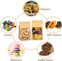 Sacs en papier kraft marron et blanc personnalisés avec fenêtre supérieure pour emballage de kits de pâtisserie, vente en gros pour desserts, biscuits, macarons et friandises de fête