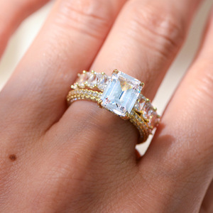 S925 <strong>Sterling</strong> <strong>Silver</strong> <strong>Rings</strong> <strong>Set</strong> Geometric Square Zircon Shiny Jewelry for Fashion Party Daily Wear Trendy Accessories - Product Image 2