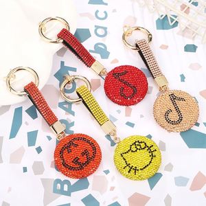 New Shiny Diamond Double-Sided <b>Mirror</b> Keychain Cute Cat Portable Mini Folding <b>Crystal</b> Luxury Pendant Metal Keychain Wholesale - Product Image 1