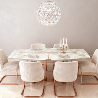 Table à manger rectangulaire en marbre blanc de luxe pour la maison, le restaurant, la cuisine, le salon, les meubles de salle à manger