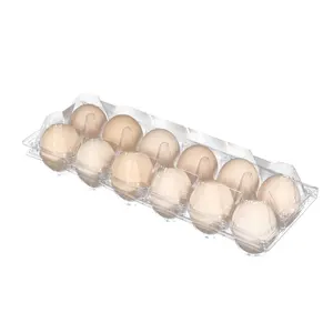 Reciclável de plástico para alimentos, bandeja descartável de ovos de 12 furos em pvc
