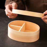 Boîte à bento en placage de peuplier, logo personnalisé, boîte d'emballage ovale en bois biodégradable pour gâteaux, desserts et repas de boulangerie