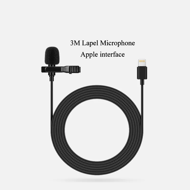 Professional 3m line Lapel Lavalier Microphone for Phone Android Smartphone Recording Mic Interview Video