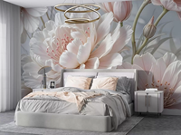 Papier peint moderne 3D à grandes fleurs, murale photo personnalisée, motif floral pivoine, revêtement mural pour chambre à coucher, fond de mur, décoration intérieure