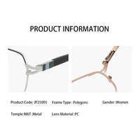 Lunettes de vue polygonales pour femmes adultes, avec monture en métal légère à bordure complète. Lentilles PC de qualité supérieure pour un usage quotidien et une meilleure vision.