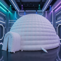 Dôme igloo gonflable mobile de 5 m de diamètre en tissu Oxford blanc résistant à l'eau avec éclairage LED pour fêtes nocturnes en extérieur