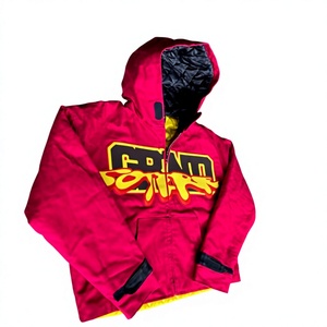 Chaqueta de trabajo de lona de algodón grueso personalizada para hombre, con forro acolchado, capucha, estilo grafiti, streetwear, con cremallera, corte holgado. - Product Image 2