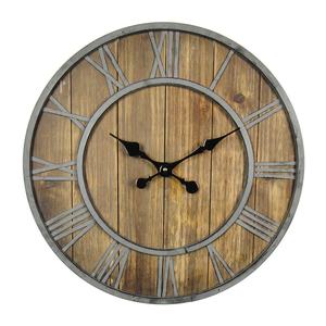 24 "60cm Oldtown Industrial extra Large rustica struttura in metallo bronzo naturale con tinta unita in legno Vintage decorazione <span class=keywords><strong>da</strong></span> parete <span class=keywords><strong>orologio</strong></span> - Product Image 4
