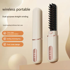 LCD Straight Hair Comb Portable Travel Hair Straightener Anti-Scald <b>Heated</b> Styling <b>Brush</b> USB Charging Cordless Hair Straightener - Product Image 1