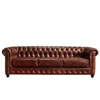 Chesterfield Sofa Set Möbel im Amerikanischen Stil Retro Sofa Whiskey Zigarren Bar Set aus Echtem Leder für Wohnzimmer und KTV-Raum