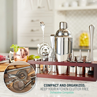 Kit de barman en acier inoxydable 16 pièces, ensemble de shaker à cocktails et à café avec support pour bar à domicile