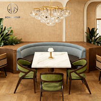 Ensemble de mobilier de café en marbre demi-cercle : table, chaises et banquette pour café-restaurant