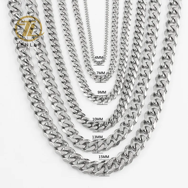 Jewelry Gift Hip Hop Cuban Curb Link Mens Miami Stainless Steel Chain Necklace Cuban Link Chain
