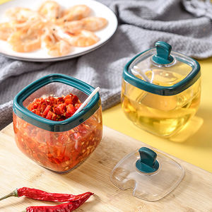 Kitchen Seasoning Canister Set Box Plastic Jars <b>Storage</b> Sugar Salt Pepper Sealed Container Lid Spoons Tray Eco-Friendly White - Product Image 3
