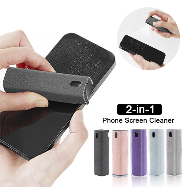Kuliwei 2 In 1 Phone Screen Cleaner Spray Bottle, Portable Screen Cleaning Tool for Mobile Phone Laptop Tablet Glass