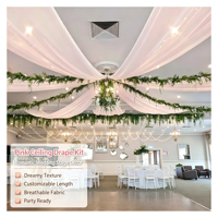 Nouvel Arrivage : Rideaux en Chiffon Transparent de Luxe en Gros, Couleurs Personnalisées, pour Arche de Mariage, Toile de Fond, Décoration de Plafond pour Événements et Fêtes