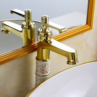 Luxuriöses Badezimmer-Waschbecken Goldenes Keramik-Aufsatzwaschbecken Galvanisiertes Tischwaschbecken