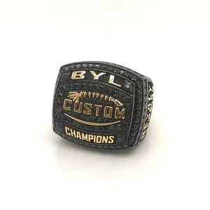 Bague de champion avec placage noir, tenue de l'équipe de football, nouveau design, été 2019