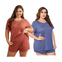 Ensemble de pyjama 2 pièces respirant grande taille à manches courtes pour femme, collection été 2025 – Vêtements de nuit décontractés en gros
