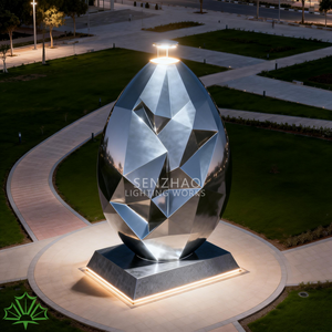 Escultura Moderna para Exteriores de Palmera, en Acero Inoxidable Pulido, Personalizada por Senzhao - Product Image 4