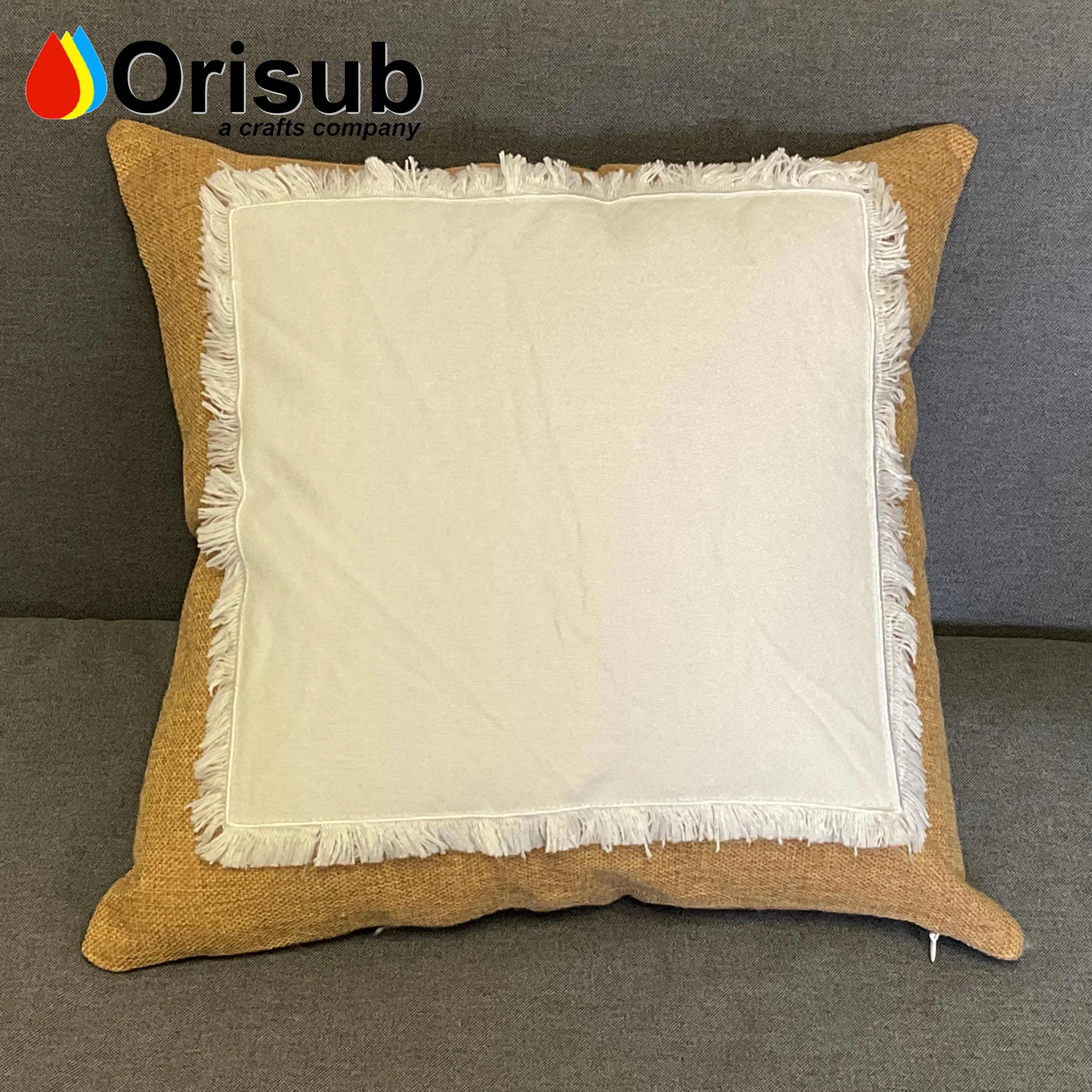 Funda de almohada de lino para teñir por sublimación, parche blanco original