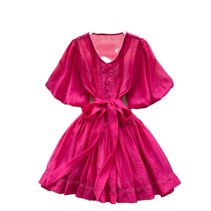 Elegante gonna con scollo a V in misto poliestere gonna Midi moda Casual manica corta Top abbigliamento <span class=keywords><strong>Online</strong></span> estivo fornitore all'ingrosso - Product Image 1