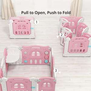 Parc d'activités modulaire pour bébé 12+2 panneaux, renforcé, pliable, aire de jeu intérieure carrée pour enfants 1,51x1,51m - Product Image 3