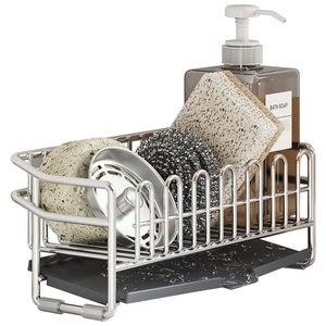 304 Stainless Steel Standing Type Double Tier Rectangle Drain <b>Rack</b> Kitchen Sink Countertop Storage Towel Caddy - Product Image 4