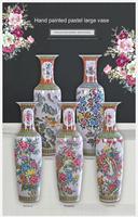 Tradition chinoise Luxe Famille Rose Grand Vase En Céramique Vase De Sol Extra Large