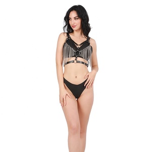 Harnais en cuir BDSM japonais punk avec chaîne à glands, lingerie, équipement sexuel, harnais de bondage pour femmes - Product Image 1