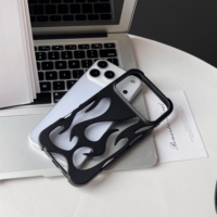 Coque de téléphone d'été en TPU souple et respirant, ajourée, antichoc 3D motif flamme pour iPhone Air 17 16 15 14 13 12 11 Pro Max
