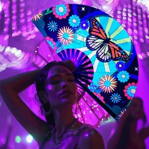 Grand ventilateur à main pliant en bambou réfléchissant UV populaire - Product Image 2