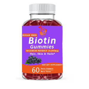 Wellbody OEM/ODM Biotin Gummies Beauty Supplement for Skin Whitening Support Healthy <b>Metabolism</b> 5000mcg Biotin Gummies - Product Image 1