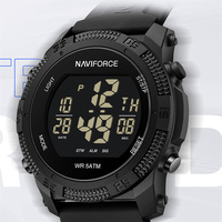 Jam Tangan Pria NAVIFORCE Resmi 7104 Hitam Digital Silikon Sport Outdoor Tahan Air 5 Bar Produsen Label Pribadi
