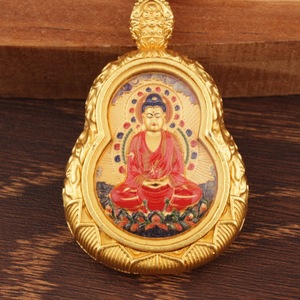 Colgante Thangka de Calabaza con Ocho Divinidades Guardianas, 4.6cm, Amuleto Religioso de Latón para Templos y Decoración del Hogar - Product Image 2
