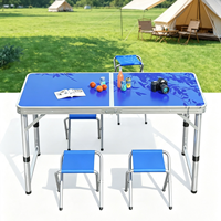 Table pliante de camping portable en aluminium avec poignée de transport facile, hauteur réglable, pour pique-nique et utilisation extérieure, grande capacité