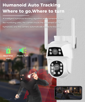 Caméra de sécurité CCTV solaire 4G CMOS à double objectif Camhipro 6MP avec suivi humain, alarme, audio, vision nocturne couleur, carte SIM et cloud